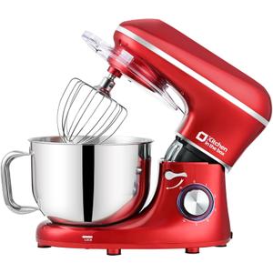 Kitchen in the box Stand Mixer, 6.5QT 660W Kitchen Electric Mixer, 6-Speed Tilt-Head Food Mixer with Dough Hook, Wire Whip, Beater, Dishwasher Safe (Red)