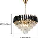 Modern Crystal Chandelier, 9-Light Black and Gold Round Pendant Light Fixture, 23.6" Luxury Hanging Ceiling Light for Dining Room, Living Room, Kitchen Island, Bedroom, Entryway, E12 Base, one size