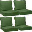 AAAAAcessories Outdoor Deep Seat Cushions, Waterproof, Fade-Resistant Patio Furniture Replacement Cushions, 24" x 24" x 5", Set of 4, Dark Moss Green, 24"x24"x5" / 24"x19"