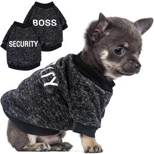 2 Pack Black Security Dog Sweatshirt Fleece Dog Sweaters for Small Dogs Boy Male Warm Winter Puppy Sweater Teacup Chihuahua Clothes Cat Sweater Pet Outfit Coat, Black, XXS