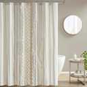 INK+IVY Imani Tufted Chenille 100% Cotton Shower Curtains Machine Washable, Modern Home Bathroom Dcor Bathtub Privacy Screen, 72" x 72", Ivory