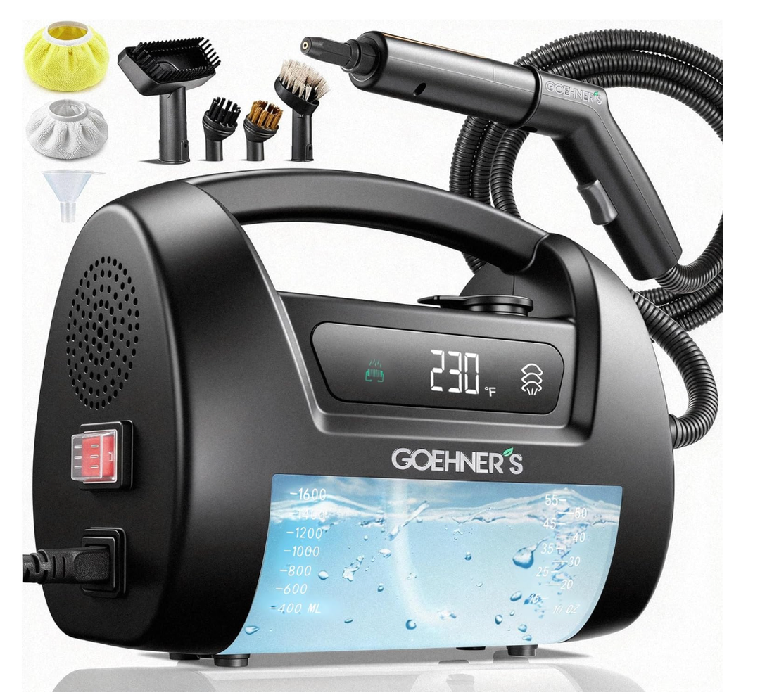 2026 Upgraded Handheld Steam Cleaner, 230°F/3.5 Bar High-Pressure Portable Hand Held Steamer for Home & Car, 30s Heat-Up, Chemical-Free Deep Cleaning for Kitchen, Bathroom, Grout (Black)