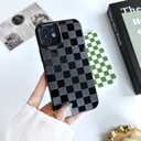 3 x MINSCOSE for iPhone 11 Case Aesthetic Checkered Plaid Checkerboard Design Pattern,Trendy Slim TPU Shockproof Protective Full Camera Protection Phone Cover-Black