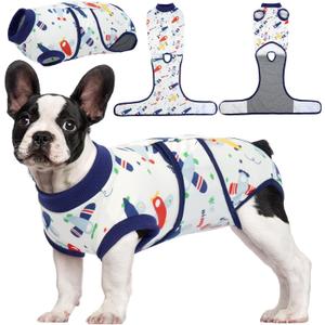 Kuoser Recovery Suit for Dogs Cats After Surgery, Professional Pet Recovery Shirt Dog Abdominal Wounds Bandages, Substitute E-Collar & Cone,Prevent Licking Dog Onesies Pet Surgery Recovery Suit (S (Back:11.4-13.4'', Weight:7-15 LB))