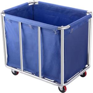 Commercial Laundry Cart with Wheels, 470L Large Capacity Heavy Duty Stainless Laundry Basket,Laundry Sorter for Clothes Storage,400 lbs Load (Blue), 35.4"L x 25.6"W x 31.5"H