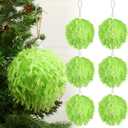 6 Pcs Furry Christmas Ball Ornaments 3.15 Inch Fuzzy Curly Ornaments Christmas Tree Hanging Decorations Soft Pom Pom Ball Xmas Ornament Pendants for Party Supplies(Green)