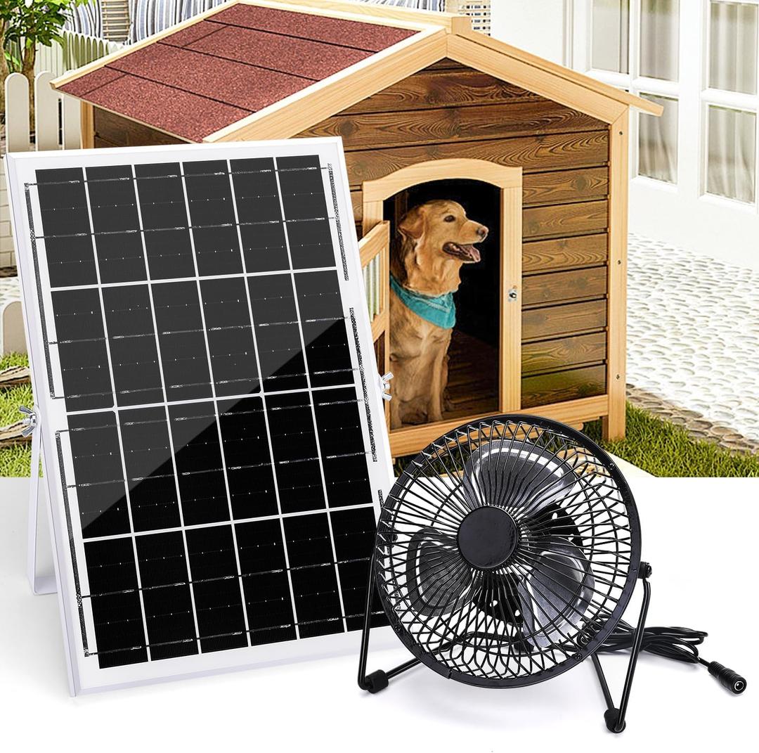 15W 6 Inch Solar Fan Kit for Outdoor Chicken Coop, Solar Panel Powered Fan for Outside Greenhouse Air Circulation Cooling, 19.5 Ft Long Cord