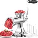 Huanyu Manual Meat Grinder - Heavy Duty Stainless Steel, Effortless Hand Crank for Fresh Ground Beef, Sausages & Pet Food - Compact, Dishwasher Safe - Perfect for Home Restaurant & Outdoor