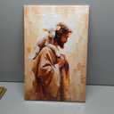 Jesus and Lamb Canvas Wall Art Jesus Saves the lost lamb Wall Decor Pictures Christian Lamb of God Painting Posters Prints for Dining Living Room Kitchen Wall Bedroom Decoration (16L" x 24W")
