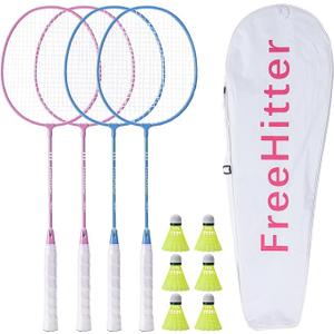 12 Pack Badminton Rackets Set Including Badminton Racquets, Nylon Shuttlecocks and Carry Bag for Outdoor Backyard Games Beginners (Light Pink, Light Blue)