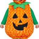 Spooktacular Creations Halloween Furry Pumpkin Costume for Baby and Toddler, Cute Pumpkin Outfit with Hood for Halloween Costume Cosplay Parties 3T