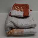 WONGS BEDDING Burnt Orange Quilt King Size, Bohemian Stripe Quilt Sets 3 Pieces Boho Quilted Bedspread Set Lightweight Microfiber Coverlet Bedding Set All Season (104"x90")