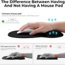EooCoo Ergonomic Mouse Pad with Gel Wrist Rest Support Middle Concave Design, Relieve Wrist Pain Mousepad, Non-Slip Base for Laptop, Computer, Office Desk Accessories, Carpal Tunnel Syndrome (Black)