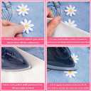 PAGOW 24 Pcs Flower Iron on Patches, Daisy Applique Patch for Clothes, Sew On Embroidered Floral Applique for Bags, Jeans, Shirts (White, 4 Sizes)