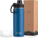 KOODEE 26 oz Insulated Water Bottle Stainless Steel Double Wall Vacuum Metal Sports Water Bottle with Leakproof Spout Lid, Wide Mouth Water Bottle (Navy)
