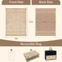 Wonnitar Outdoor Rugs 9x12 Waterproof Plastic Straw Rug, Large Outdoor Camping Rug for RV, Reversible Portable Outside Lightweight Area Rug for Backyard Balcony Beach Picnic, Beige