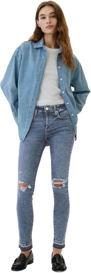 Gap Womens Mid Rise Legging Pant (31 Short, Medium Destroy)