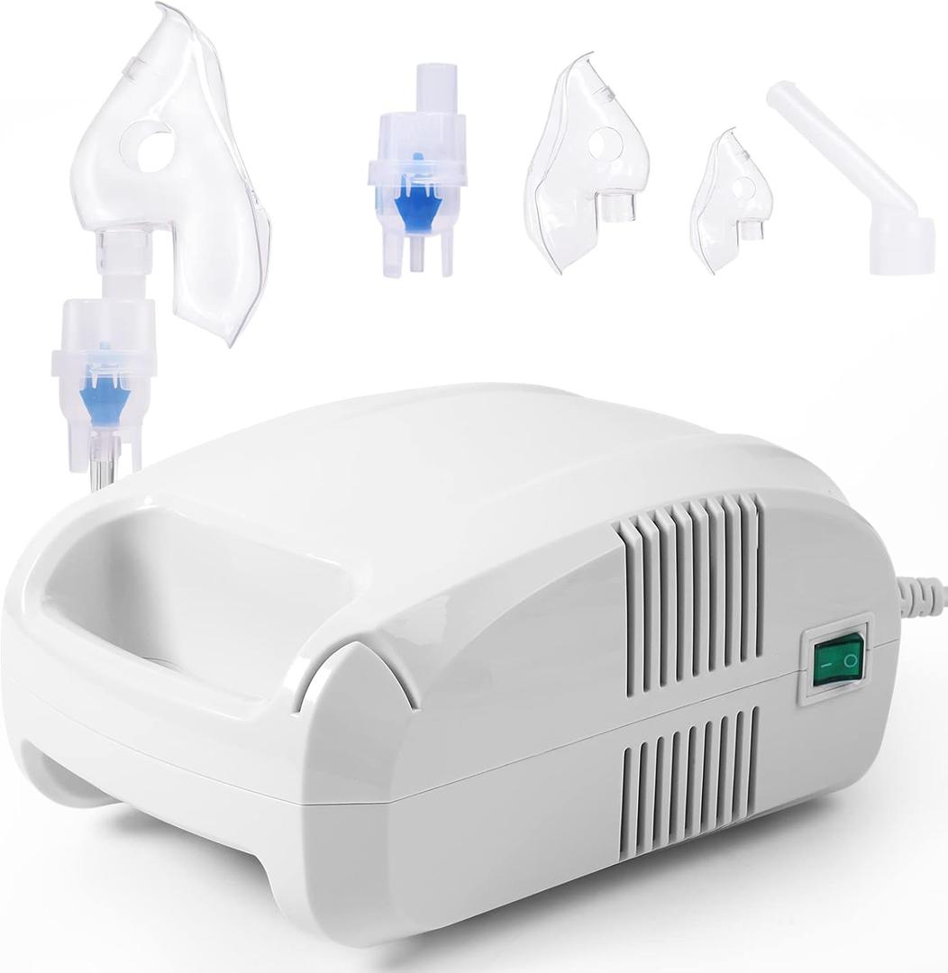 Nebulizer Machine for Adults & Kids - Portable Compressor Nebulizer Machine with Mouthpiece & Mask, Low Noise Compression Nebulizer for Home Use and Travel