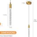 Modern Kitchen Island Pendant Light Dimmable LED Gold Brass Finish Mini Crystal Pendant Lighting Bedroom Bedside Table Small Pendant Lights2-Pack
