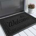 Yimobra Welcome Mat, Heavy Duty Durable Door Mats for Home Entrance Outdoor Indoor, Front Doormat for Outside Patio Floor Entry Porch Garage Office, Waterproof, Low Profile, 29.5 x 17, Black