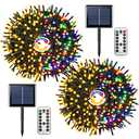 JMEXSUSS Solar String Lights Outdoor Waterproof, Total 400 LED 151FT Solar Christmas Lights Outdoor, 8 Modes Christmas Light for Outside Patio Yard Tree Decorations, Warm White to Multicolor