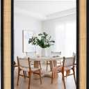 Rectangle Rattan Mirror, 24"x32" Rattan Wall Mirror for Bathroom, Large Farmhouse Wooden Mirror with Handmade Wicker Frame, Decorative Boho Mirror for Nursery Bedroom Living Room Entryway Black