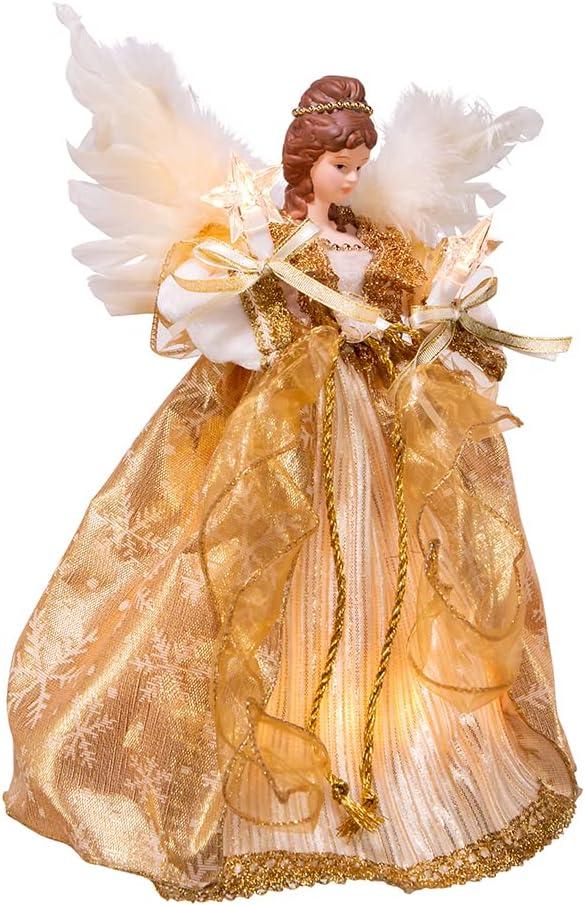 Kurt S. Adler 12-Inch UL 10 Clear Light Gold Angel Treetop, Multicolor