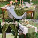 15 Pack Cheesecloth Table Runner Grass Green 10Ft Gauze Cheese Cloth Table Runner 35x120 Inch Boho Table Runners for Wedding Birthday Party Engagement Bridal Baby Shower Anniversary Christmas Decor