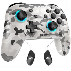 Wireless Switch 2 Pro Controller - Enhanced Bluetooth Controller with Hall Joysticks/Macro/6-Axis Gyro/Motors/Turbo -No Stick Drift- Work for Switch 2/Switch/Lite/OLED/PC/Android/iPhone/iPad/macOS/TV (White Camo)