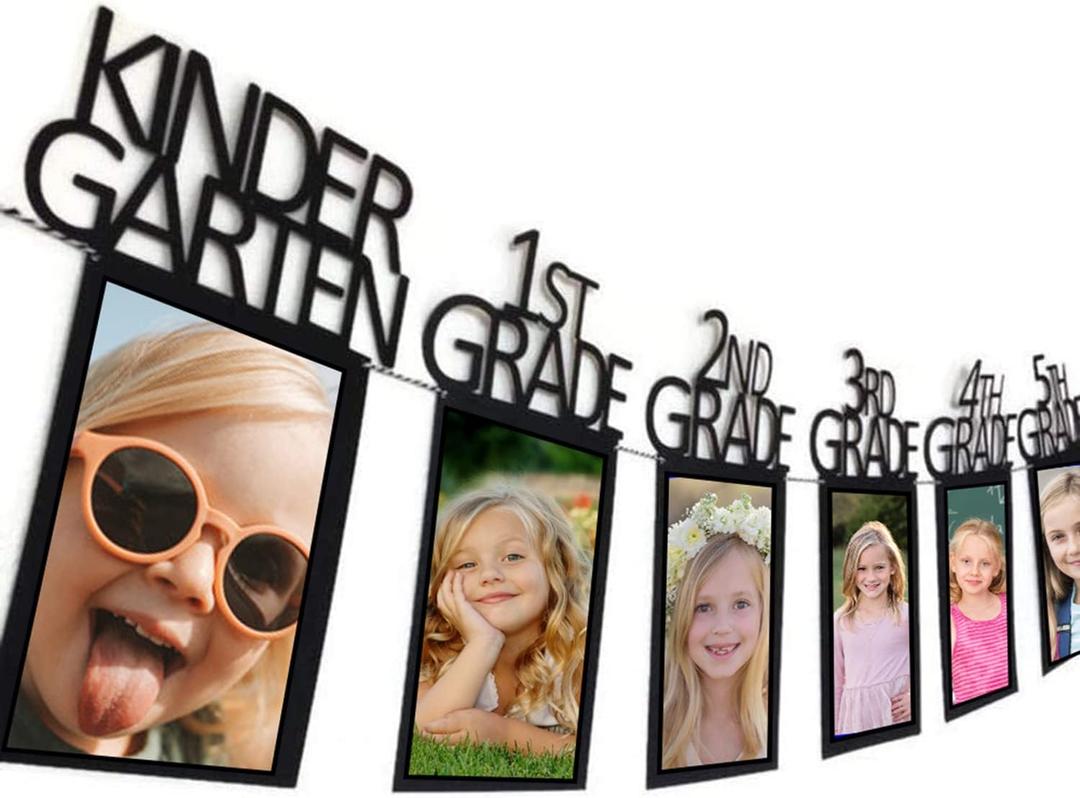 Graduation Photo Banner for 2025 2026 Party Decorations, Kindergarten to 12th Grade Picture Banner, Middle School, High School College Graduation Party Supplies Black 4X6 Inch SG063BK