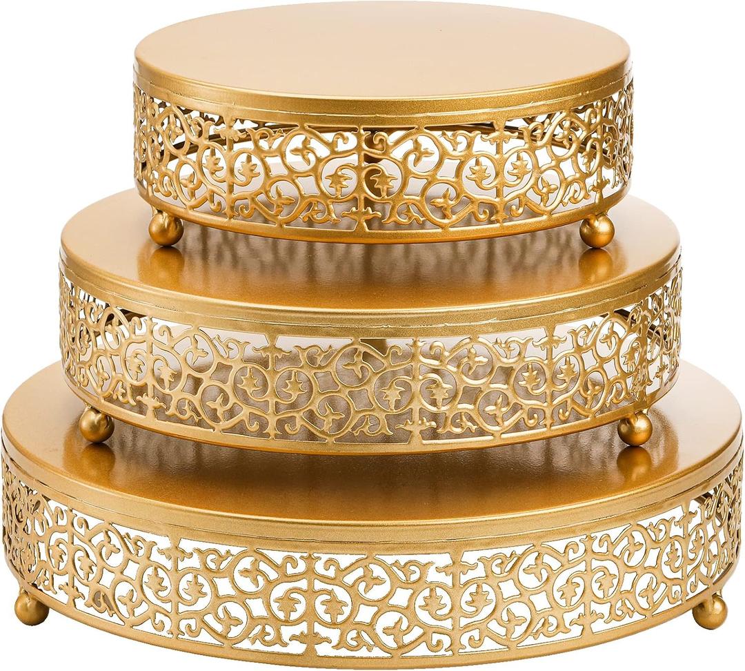Hedume 3 Pack Cake Stands, Metal Cake Stands, Dessert Display Cupcake Stands, Cupcake Pastry Candy Display Plate for Wedding, Event, Birthday Party