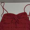 SHENHE Women's Lace Babydoll Tops Halter Neck Flowy Sleeveless Summer Cute Peplum Cami Going Out Tops (Burgundy)