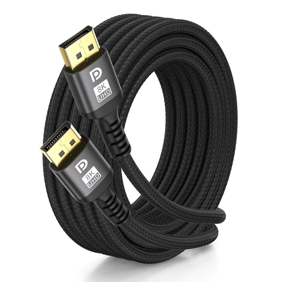 8K Displayport Cable 20ft 1.4 Cable - High Speed DisplayPort [8K@60Hz, 4K@144Hz, 2K@240Hz] Supports 32.4Gbps,and is Used for HDR, FreeSync G-Sync, Gaming Monitor PC TV Graphics