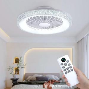 LUDOMIDE Ceiling Fans with Lights and Remote, 20” Ceiling Fan with 3 Blades, Modern Low Profile Ceiling Fan, Noiseless Reversible DC Motor for Bedroom Living Room LL-1102-02