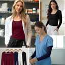 4 Pack Women's Underscrub T-Shirts, Long Sleeve 65% Cotton Tees Slim Fit Scrub Tops Scoop Neck Basic Layer Shirts (L)