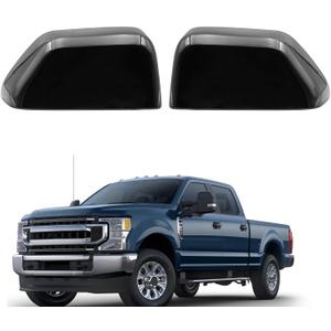 Gloss Black Top Half Side Tow Mirror Cover Cap Fits For 2017 2018 2019 2020 2021 2022 2022 2023 2024 Ford F250 F350 Super Duty Replace HC3Z17D742AA HC3Z17D743AA