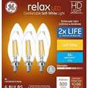 Soft White Decorative LED Candle Bulbs, 60W Replacement (6 Pack) by GE