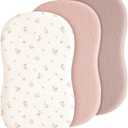 Coreeky Baby Bassinet Sheets 3 Pack for Boys & Girls, Soft Breathable Muslin Cotton Bassinet Mattress Cover, Universal Fit for Hourglass, Oval, and Rectangle Mattress (Daisy Petal)