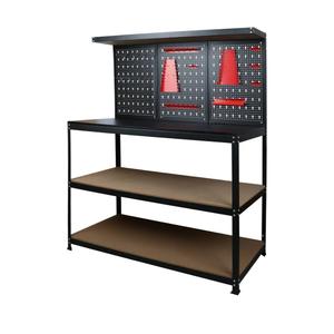 47 inch Workbench with peg Board, Multipurpose Tool Organizer and Workbench with Double Storage Platform in Garage Workshop
