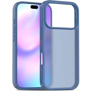 PinLiSheng Matte Case for iPhone 17 Pro Case,Shockproof Protective Hard Back Slim Phone Case,Frosted Translucent Back Phone Cover, Anti-Fingerprint - Blue