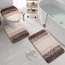 Arotive Microfiber Bathroom Rugs 3 Piece with Toilet Lid Cover, Shaggy Soft and Absorbent Bath Rug, Non-Slip, Machine Washable Bath Mats for Bathroom24x16+24x20+17.5x15, Brown