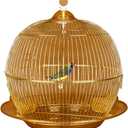 Flight cage for Parakeets Decorative Bird Cages Home Decor, Affordable Retro Golden Bird Cage, Elegant Decoration Parrot Cage, Dove Pearl Bird Canary Cage, Luxury Package (Color: Gold A)