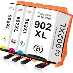 902XL Ink Cartridges Combo Pack Replacement for HP 902 XL for OfficeJet 6968 6978 4-Pack 6960 6962 6963 6964 6966 6961 6970 6971 6974 6975 6978 6950 6954 6956 6958 6951 Printers for HP902 KCMY 4 Pack