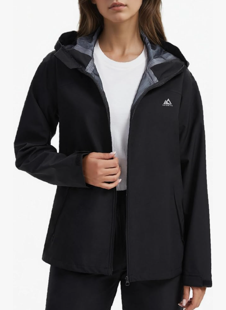 LAZAWG Rain Jacket Women Rain Coat with Hood Lightweight Breathable Waterproof Raincoat for Hiking Outdoor Travel M