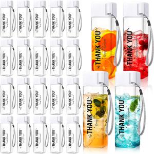 Maxdot 24 Pcs Thank You Water Bottles Bulk 17 oz Employee Appreciation Gifts Plastic Water Bottle Reusable Cup Inspirational Thank You Gifts for Valentine Staff Coworker Teacher Nurse(White)
