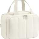 Travel Makeup Bag,Puffy Toiletry Bag for Women,Cosmetic Travel Bag Lightweight,Toiletries Organizer with Trolley Sleeve,White (11l)