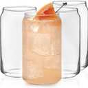 Libbey Classic Can Tumbler Glasses Set of 4, Clear Kitchen Glassware Sets for Beverages and Cocktails, Lead-Free, Cute Drinking Glasses, 16-Ounce