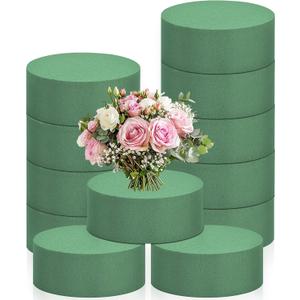 12 Pcs Round Floral Foam,Green Wet Dry Flower Foam Blocks,Florist Plant Foam Block for Artificial Flowers,DIY Craft,Wedding,Party Decoration,Flower Arrangements