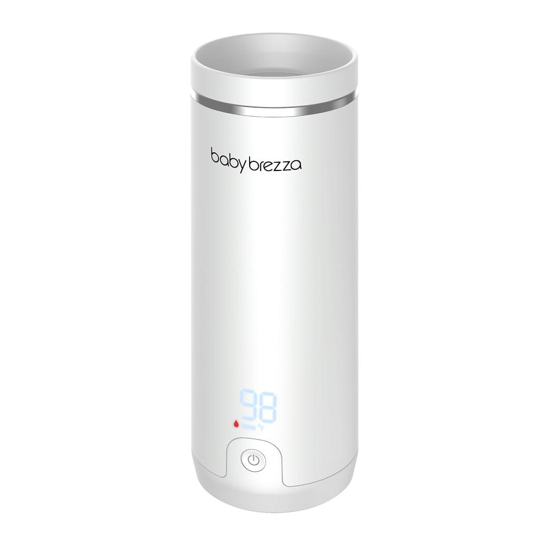 Baby Brezza Superfast Portable Baby Bottle Warmer  67% Faster - Travel Breastmilk Warmer and Formula Warmer - Safe, Even Heating - Up to 9oz - No Adapters, White