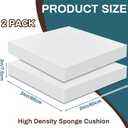 Frienda 2 Pack 3" x 24" x 24"Upholstery High Density Foam Cushion Replacement Square Cut to Size Foam Couch for Chair Couches Padding Shipping Packing DIY Cosplay Projects(White)